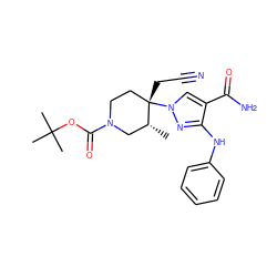 C[C@@H]1CN(C(=O)OC(C)(C)C)CC[C@]1(CC#N)n1cc(C(N)=O)c(Nc2ccccc2)n1 ZINC000204996298