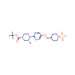 C[C@@H]1CN(C(=O)OC(C)(C)C)CCN1c1ncc(OCC2CCN(S(C)(=O)=O)CC2)cn1 ZINC000084671738