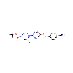 C[C@@H]1CN(C(=O)OC(C)(C)C)CCN1c1ncc(OCc2ccc(C#N)cc2)cn1 ZINC000084690891