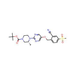 C[C@@H]1CN(C(=O)OC(C)(C)C)CCN1c1ncc(OCc2ccc(S(C)(=O)=O)cc2C#N)cn1 ZINC000084742513