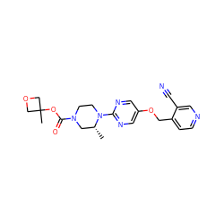 C[C@@H]1CN(C(=O)OC2(C)COC2)CCN1c1ncc(OCc2ccncc2C#N)cn1 ZINC000169322373