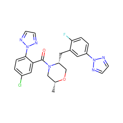 C[C@@H]1CN(C(=O)c2cc(Cl)ccc2-n2nccn2)[C@H](Cc2cc(-n3nccn3)ccc2F)CO1 ZINC000222069589