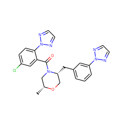 C[C@@H]1CN(C(=O)c2cc(Cl)ccc2-n2nccn2)[C@H](Cc2cccc(-n3nccn3)c2)CO1 ZINC000222091077