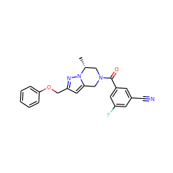 C[C@@H]1CN(C(=O)c2cc(F)cc(C#N)c2)Cc2cc(COc3ccccc3)nn21 ZINC000168080140