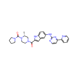 C[C@@H]1CN(C(=O)c2cc3cc(Nc4nccc(-c5ccccn5)n4)ccc3[nH]2)CCN1C(=O)N1CCCC1 ZINC000144219660