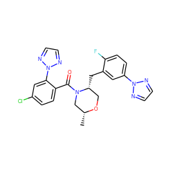 C[C@@H]1CN(C(=O)c2ccc(Cl)cc2-n2nccn2)[C@H](Cc2cc(-n3nccn3)ccc2F)CO1 ZINC000222065331