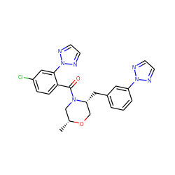 C[C@@H]1CN(C(=O)c2ccc(Cl)cc2-n2nccn2)[C@H](Cc2cccc(-n3nccn3)c2)CO1 ZINC000222041216