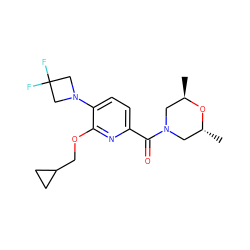 C[C@@H]1CN(C(=O)c2ccc(N3CC(F)(F)C3)c(OCC3CC3)n2)C[C@@H](C)O1 ZINC000146169249