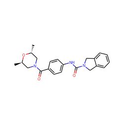 C[C@@H]1CN(C(=O)c2ccc(NC(=O)N3Cc4ccccc4C3)cc2)C[C@@H](C)O1 ZINC000167465392