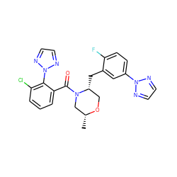 C[C@@H]1CN(C(=O)c2cccc(Cl)c2-n2nccn2)[C@H](Cc2cc(-n3nccn3)ccc2F)CO1 ZINC001772645691