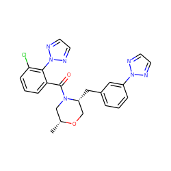 C[C@@H]1CN(C(=O)c2cccc(Cl)c2-n2nccn2)[C@H](Cc2cccc(-n3nccn3)c2)CO1 ZINC000222097763