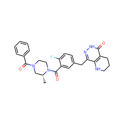 C[C@@H]1CN(C(=O)c2ccccc2)CCN1C(=O)c1cc(Cc2n[nH]c(=O)c3c2NCCC3)ccc1F ZINC000148032386