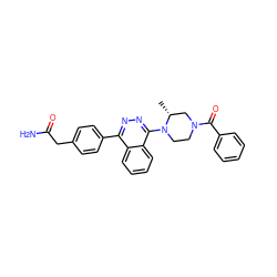 C[C@@H]1CN(C(=O)c2ccccc2)CCN1c1nnc(-c2ccc(CC(N)=O)cc2)c2ccccc12 ZINC000058534876