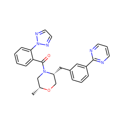 C[C@@H]1CN(C(=O)c2ccccc2-n2nccn2)[C@H](Cc2cccc(-c3ncccn3)c2)CO1 ZINC001772618844