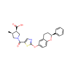 C[C@@H]1CN(C(=O)c2cnc(Oc3ccc4c(c3)CC[C@@H](c3ccccc3)O4)s2)C[C@@H]1C(=O)O ZINC000145503782