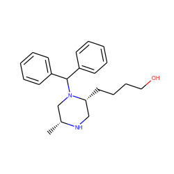 C[C@@H]1CN(C(c2ccccc2)c2ccccc2)[C@H](CCCCO)CN1 ZINC000096270767