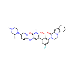 C[C@@H]1CN(C)CCN1c1ccc(Nc2cc(-c3cc(F)cc(N4CCn5c(cc6c5CCCC6)C4=O)c3CO)cn(C)c2=O)nc1 ZINC000207422696