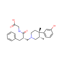 C[C@@H]1CN(C[C@H](Cc2ccccc2)C(=O)NCC(=O)O)CC[C@]1(C)c1cccc(O)c1 ZINC000000598850