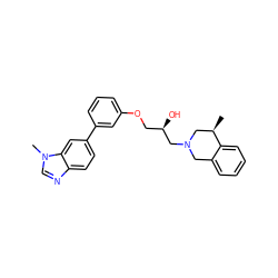 C[C@@H]1CN(C[C@H](O)COc2cccc(-c3ccc4ncn(C)c4c3)c2)Cc2ccccc21 ZINC000219763780