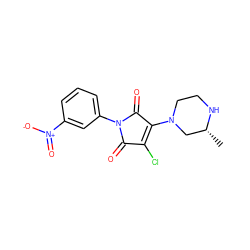 C[C@@H]1CN(C2=C(Cl)C(=O)N(c3cccc([N+](=O)[O-])c3)C2=O)CCN1 ZINC000064669607