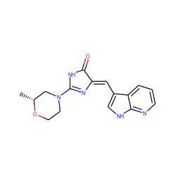 C[C@@H]1CN(C2=N/C(=C\c3c[nH]c4ncccc34)C(=O)N2)CCO1 ZINC000040976483