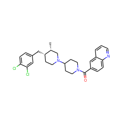 C[C@@H]1CN(C2CCN(C(=O)c3ccc4ncccc4c3)CC2)CC[C@@H]1Cc1ccc(Cl)c(Cl)c1 ZINC000028134725