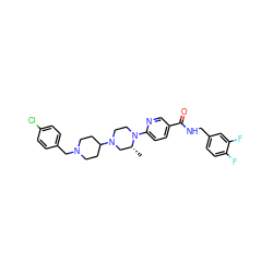 C[C@@H]1CN(C2CCN(Cc3ccc(Cl)cc3)CC2)CCN1c1ccc(C(=O)NCc2ccc(F)c(F)c2)cn1 ZINC000066074275