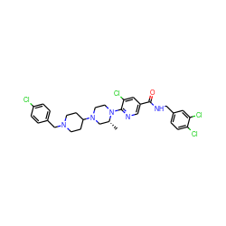 C[C@@H]1CN(C2CCN(Cc3ccc(Cl)cc3)CC2)CCN1c1ncc(C(=O)NCc2ccc(Cl)c(Cl)c2)cc1Cl ZINC000066073933