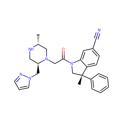 C[C@@H]1CN(CC(=O)N2C[C@@](C)(c3ccccc3)c3ccc(C#N)cc32)[C@@H](Cn2cccn2)CN1 ZINC000219006467