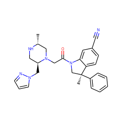 C[C@@H]1CN(CC(=O)N2C[C@](C)(c3ccccc3)c3ccc(C#N)cc32)[C@@H](Cn2cccn2)CN1 ZINC000219010986