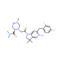 C[C@@H]1CN(CC(=O)N2CC(C)(C)c3c[n+]([O-])c(Cc4ccc(F)cc4F)cc32)[C@@H](C(=O)N(C)C)CN1 ZINC000221257518