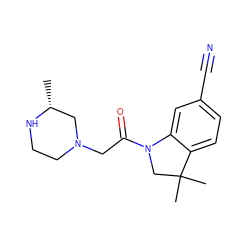 C[C@@H]1CN(CC(=O)N2CC(C)(C)c3ccc(C#N)cc32)CCN1 ZINC000219011420