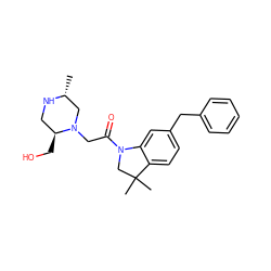 C[C@@H]1CN(CC(=O)N2CC(C)(C)c3ccc(Cc4ccccc4)cc32)[C@@H](CO)CN1 ZINC000205476097