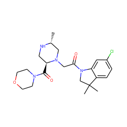 C[C@@H]1CN(CC(=O)N2CC(C)(C)c3ccc(Cl)cc32)[C@@H](C(=O)N2CCOCC2)CN1 ZINC000205481837