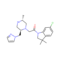 C[C@@H]1CN(CC(=O)N2CC(C)(C)c3ccc(Cl)cc32)[C@@H](Cn2cccn2)CN1 ZINC000219026667