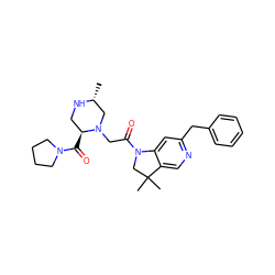 C[C@@H]1CN(CC(=O)N2CC(C)(C)c3cnc(Cc4ccccc4)cc32)[C@@H](C(=O)N2CCCC2)CN1 ZINC000219047683