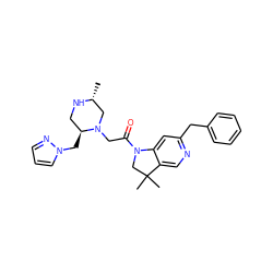 C[C@@H]1CN(CC(=O)N2CC(C)(C)c3cnc(Cc4ccccc4)cc32)[C@@H](Cn2cccn2)CN1 ZINC000143128314