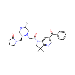 C[C@@H]1CN(CC(=O)N2CC(C)(C)c3ncc(C(=O)c4ccccc4)cc32)[C@@H](CN2CCCC2=O)CN1 ZINC000219002205