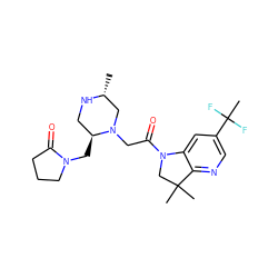 C[C@@H]1CN(CC(=O)N2CC(C)(C)c3ncc(C(C)(F)F)cc32)[C@@H](CN2CCCC2=O)CN1 ZINC000219025409