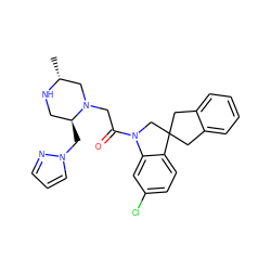 C[C@@H]1CN(CC(=O)N2CC3(Cc4ccccc4C3)c3ccc(Cl)cc32)[C@@H](Cn2cccn2)CN1 ZINC000219027903