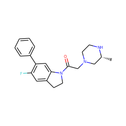 C[C@@H]1CN(CC(=O)N2CCc3cc(F)c(-c4ccccc4)cc32)CCN1 ZINC000143293220