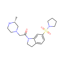 C[C@@H]1CN(CC(=O)N2CCc3ccc(S(=O)(=O)N4CCCC4)cc32)CCN1 ZINC000219033434