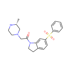 C[C@@H]1CN(CC(=O)N2CCc3ccc(S(=O)(=O)c4ccccc4)cc32)CCN1 ZINC000205474829