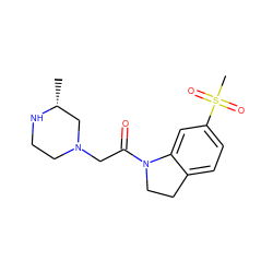 C[C@@H]1CN(CC(=O)N2CCc3ccc(S(C)(=O)=O)cc32)CCN1 ZINC000205474774