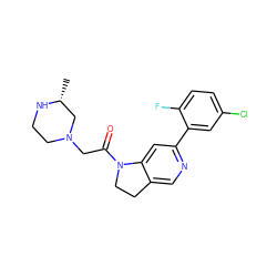 C[C@@H]1CN(CC(=O)N2CCc3cnc(-c4cc(Cl)ccc4F)cc32)CCN1 ZINC000205476002