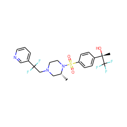 C[C@@H]1CN(CC(F)(F)c2cccnc2)CCN1S(=O)(=O)c1ccc([C@](C)(O)C(F)(F)F)cc1 ZINC000040950118