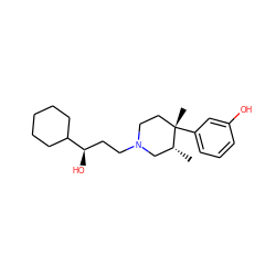 C[C@@H]1CN(CC[C@@H](O)C2CCCCC2)CC[C@]1(C)c1cccc(O)c1 ZINC000013833051