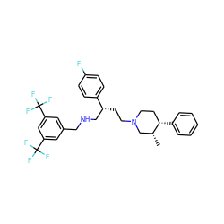 C[C@@H]1CN(CC[C@H](CNCc2cc(C(F)(F)F)cc(C(F)(F)F)c2)c2ccc(F)cc2)CC[C@@H]1c1ccccc1 ZINC000034804269