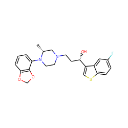 C[C@@H]1CN(CC[C@H](O)c2csc3ccc(F)cc23)CCN1c1cccc2c1OCO2 ZINC000049114015