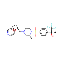 C[C@@H]1CN(CC2(c3ccncc3)CCC2)CCN1S(=O)(=O)c1ccc([C@](C)(O)C(F)(F)F)cc1 ZINC000045505895